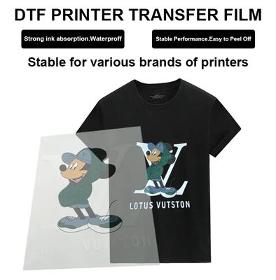Film cetak DTF 42cm*100M berkilau Matte Printing Ink Putih Film untuk pakaian