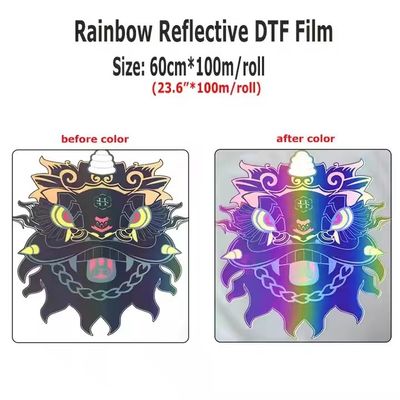 Film DTF Reflektif Pelangi Berwarna Untuk Desktop DTF Printing Materials
