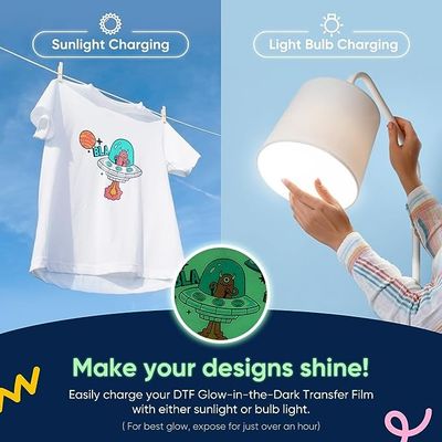 PET Glow In The Dark Heat Transfer Printing Film Digital Hot Printing Untuk Pakaian