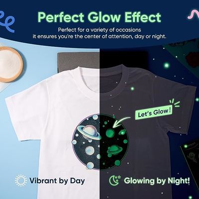 PET Glow In The Dark Heat Transfer Printing Film Digital Hot Printing Untuk Pakaian