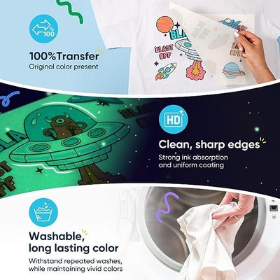 PET Glow In The Dark Heat Transfer Printing Film Digital Hot Printing Untuk Pakaian