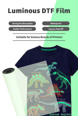 PET Glow In The Dark Heat Transfer Printing Film Digital Hot Printing Untuk Pakaian