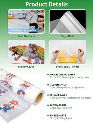Dtf Film Printing Hot Peel Cold Peel Double Single Side Printing 75 Mikron 30 33 60cm*100m DTF PET Film Roll