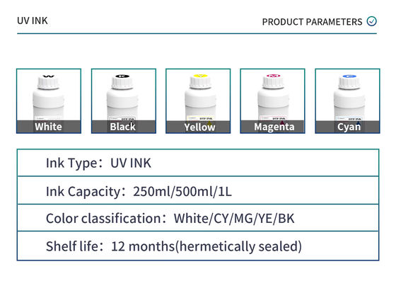 CMYKW + Vanish 500ml LED Digital UV Curing Printing Ink Untuk Pencetakan Resolusi yang tajam