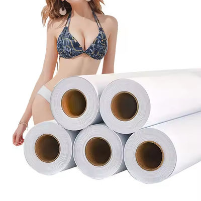 56 Inch*100m Stretch Sublimation Paper Roll Putih 42gsm Untuk Pencetakan Kain Profesional