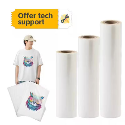 60cm Film DTF Dingin / Panas / Tearing Instan dengan suhu transfer 130-150 Celsius