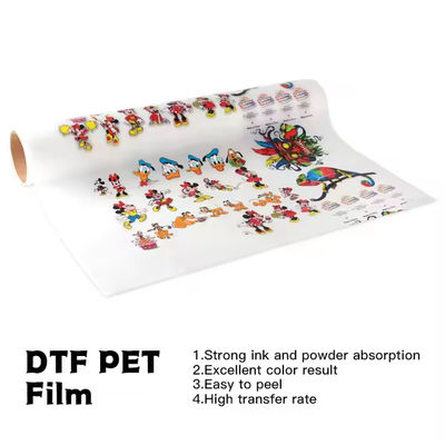 DTF Transfer Film 30CM x 100M 75U Kompatibel dengan CMYK + Tinta Putih untuk Pencetakan Pakaian