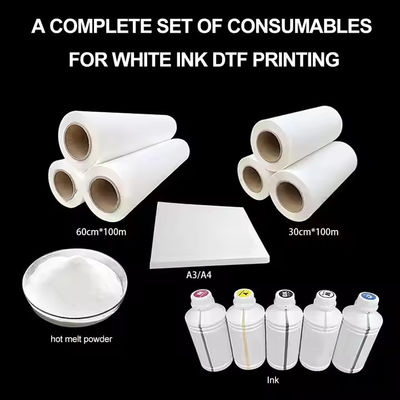 60cm x 100M DTF PET Film Film transfer panas putih sisi-satu untuk pencetakan khusus